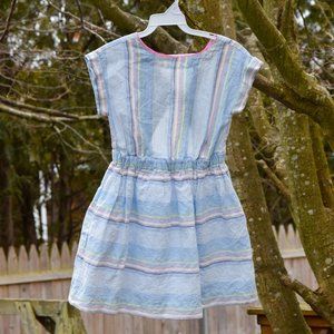 J. Crew Crewcuts Blue Striped Linen and Cotton Blend Dress Girls Size 8